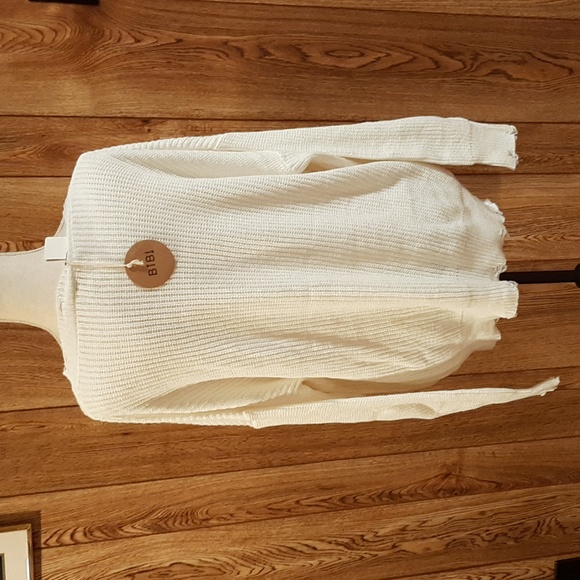 🥀NWT BiBi White Distressed Long-Sleeve Sweater (XL)🥀 - Picture 7 of 9